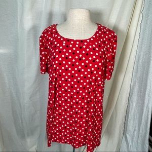 NWT Anne Klein Red Polka Dot Blouse XL